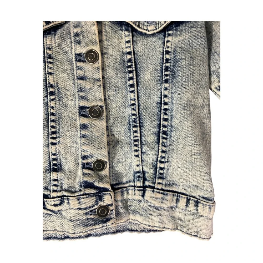 Barbie Girls Denim Jacket XS 4 5 Acid Wash Rainbow Embroidered Jean Coat Kids‎